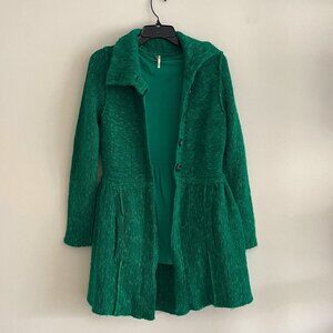 Free People Emerald Green Peplum Sweater-Jacket